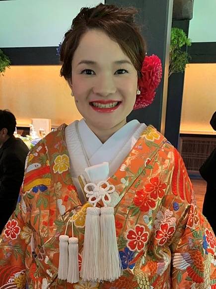 完全個室のリラクゼーションエステ・アロマ・脱毛・整体サロン ライラックローズ掛川店・菊川店 ブライダルエステ イメージ画像 和装美人の新婦様 超音波フェイシャルでツルツル、プルプルなお顔になりました
